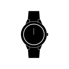 Illustration of a black wrist watch item on transparent background silhouette