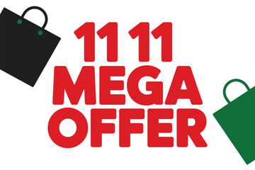 Exciting 11.11 mega sale offer with shopping bags, perfect for online promotions