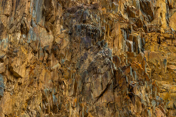 Rugged rock formation in mountainous outdoor setting