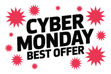 Cyber Monday Best Offer with vibrant starbursts celebrating online shopping deals