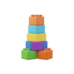 Fototapeta premium Colorful Building Blocks Stacked Isolated On Transparent Background