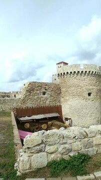 View of Belgrade Fortress: Zindan Gate and Dizdar (Castellan) Tower. Concepts of Balkan heritage, historic architecture of Serbia, iconic landmark, urban exploration, and cultural tourism in Europe