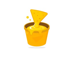 Delicious Melted Cheese Dip with Tortilla Chip.