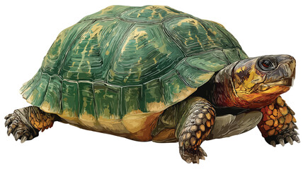 Obraz premium Adorable Turtle with Textured Shell Isolated on White Background