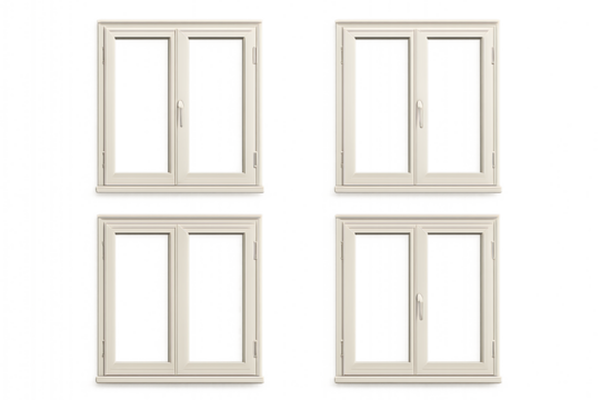 Transparent PNG of Four White Window Frames for Interior or Exterior Design