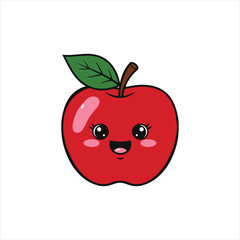 Cute Apple Cartoon Fruit Kids Healthy Food Fun Design Vector Illustration

