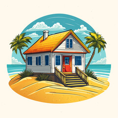 Obraz premium Real estate Beachside bungalow steps away from sand dunes