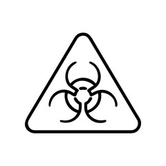 Outline drawing of a biohazard symbol inside a triangle with rounded corners and black lines icon design on transparent background silhouette