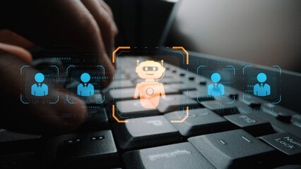 AI is selected to replace human employees, illustrating automation and workforce transformation...