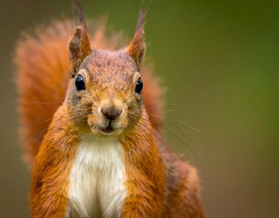 Close-up Red Squirrel Portrait.