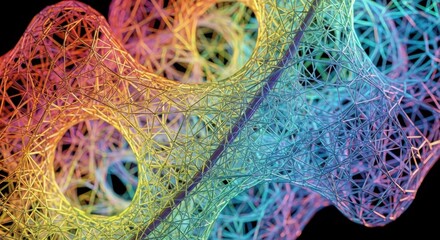Vibrant abstract macro photography of colorful organic structures and fractal patterns with rainbow hues