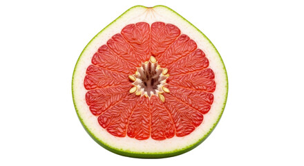 Isolated half of grapefruit, revealing its juicy, segmented flesh; a healthy citrus fruit