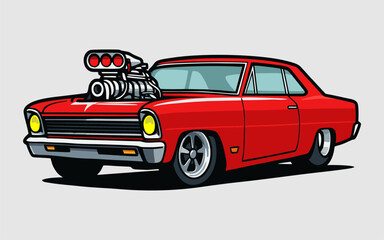 American muscle car vector art illustration design. Best for automotive related tshirt design, ready to use
