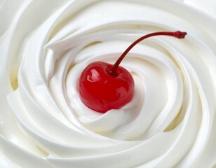 Whipped cream swirl with cherry