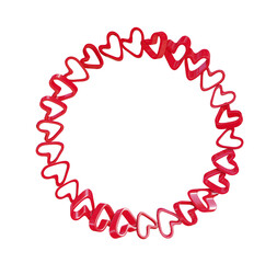 A chain of red hearts in a circle. 3D render