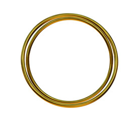 Gold metal circle frames 3d illustration. Medals or buttons isolated. Certified. Quality blank, empty badge.