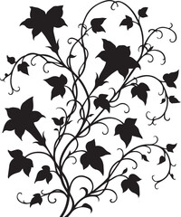 Flower Silhouette Vector Illustrations isolated on white background