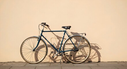 Fototapeta premium City cycling concept with bicycle against pastel painted wall