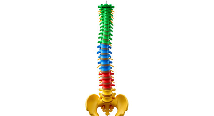 Photo of colorful human spine model isolated on transparent background