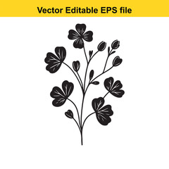 Vector art of black and white illustration of a clover plant