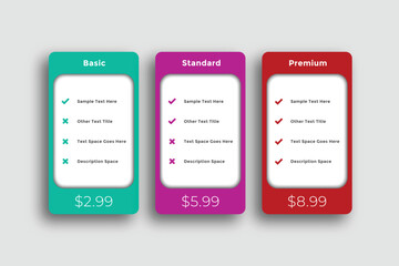 clean simple pricing table template for website