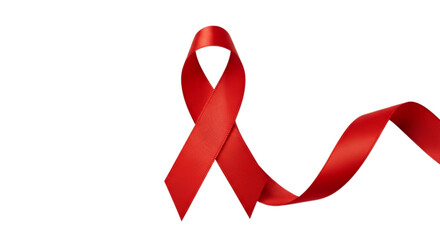 Photo of red ribbon for aids awareness isolated on transparent background