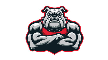 Strong Athletic Body Muscle Bulldog Mascot Design for Sports Team Logo