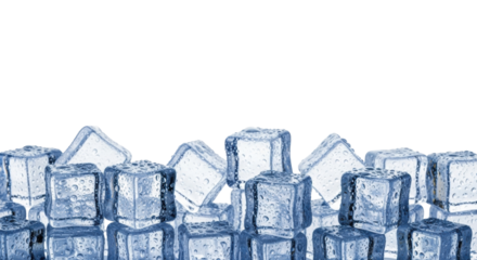Isolated ice cubes with water droplets cool down drinks and beverages, providing refreshment