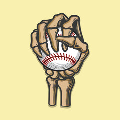 skeleton hand keep  softball inside the hand vintage design