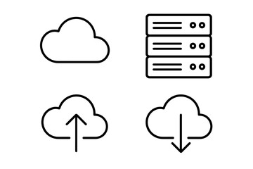 Simple cloud computing and data storage icons