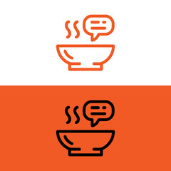 Simple food talk logo bowl and speech bubble logo design icon vector inspiration