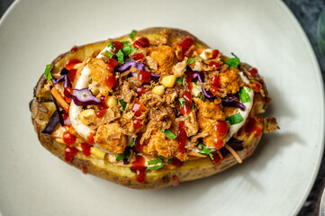 Golden Baked Smoky Grilled Potato with Sea Salt.