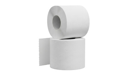 Isolated stack of toilet paper rolls for bathroom hygiene, a household essential