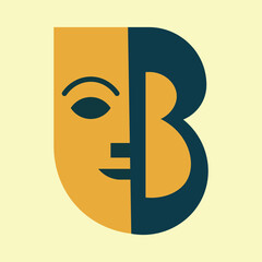 Minimal Abstract Letter B Face Fusion Logo