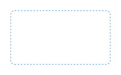 シンプルな青い破線の飾り罫のイラスト素材 - 長方形のステッチ風の点線フレーム･バナー - 16:9