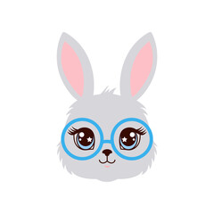 Cute Bunny Face Wearing Blue Glasses