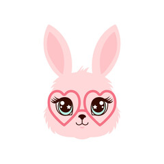 Cute Bunny Face Wearing Blue Glasses