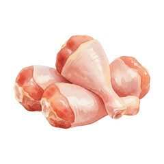 Watercolor Illustration of Raw Chicken Drumsticks