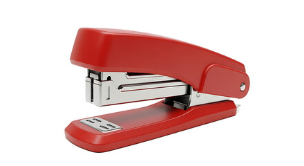 Red stapler isolated on white background a vibrant red stapler, perfect for office or school use, featuring a sleek design and durable construction for efficient paper fastening