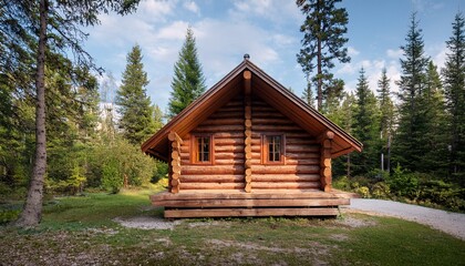 wooden log cabin in the forest