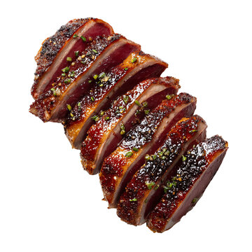 grilled magret de canard isolated on white background