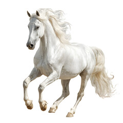White Andalusian Horse in Graceful Pose, Elegant Animal Portrait, isolated on transparent background