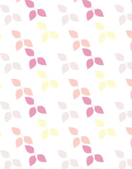Seamless Pastel Leaf Pattern: Elegant Botanical Design for Backgrounds, Textiles, and Decor. Delicate Pink, Peach, and Yellow Foliage Motif.