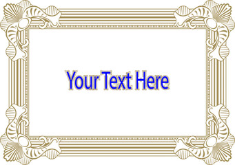 Your Text Here In Gold Frame | Decorative Empty Text Box For Graphic Design Templates, Invitations and Presentations