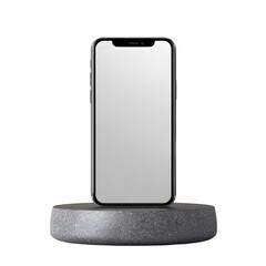 Sleek Modern Smartphone with Blank Screen on Minimalist Base, Digital Mockup, isolated on transparent background