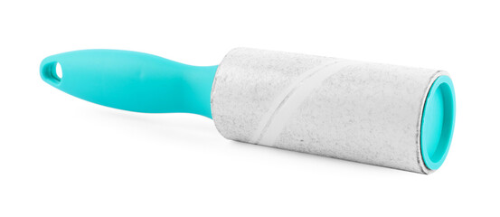One sticky lint roller isolated on white