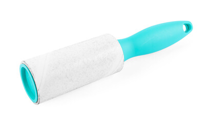 One sticky lint roller isolated on white