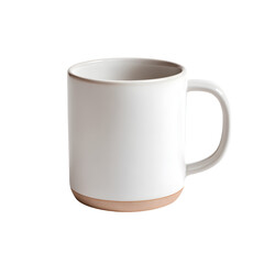 White Ceramic Coffee Mug with Minimalist Design on Studio Light, Everyday Drinkware, isolated on transparent background
