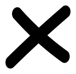 Obraz premium Black bold rounded X mark, thick cancel or error icon for wrong, fail, rejection, alert or stop sign in minimal style, PNG with transparent background