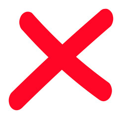 Fototapeta premium Red bold rounded X mark, cancel or error icon with thick stroke for wrong, fail, rejection or stop warning symbol, PNG with transparent background